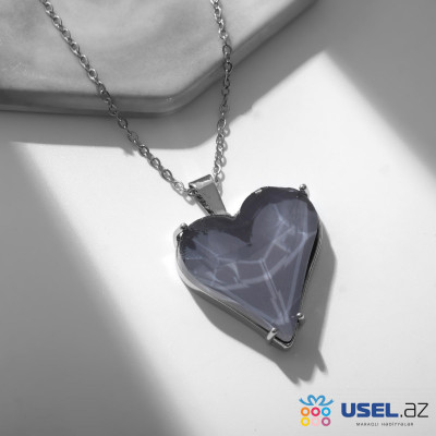 Pendant "Heart", gray in silver